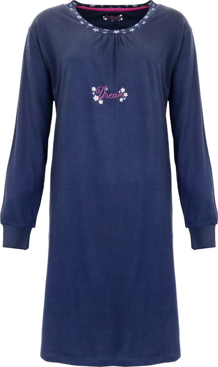 Tenderness Dames Nachthemd - 100% Gekamde Katoen - Blauw