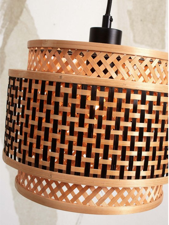 GOOD&MOJO Lampadaire Bhutan - Bamboe Zwart/ Naturel - 55x31x150cm - - Lampadaire Salon - Chambre