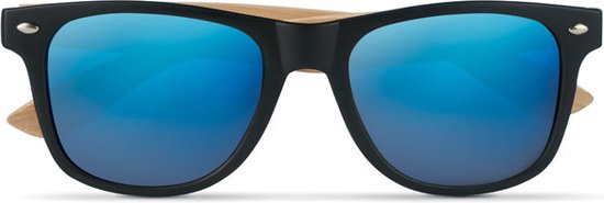 Zonnebril - Heren - Dames - Feestbril - Party - Festival - Rave - Classic model - Duurzaam - Bamboe - blauw van Vestyana — afbeelding 2