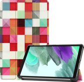 Hoesje Geschikt voor Samsung Galaxy Tab A7 Lite Hoes Case Tablet Hoesje Tri-fold - Hoes Geschikt voor Samsung Tab A7 Lite Hoesje Hard Cover Bookcase Hoes - Blokken
