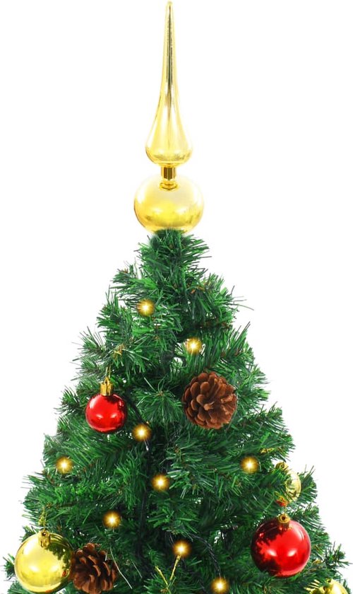 vidaXL-Kunstkerstboom-met-verlichting-en-kerstballen-150-cm-groen - vidaXL