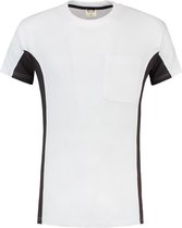 Tricorp T-shirt Bicolor Borstzak 102002 Wit / Donkergrijs  - Maat XL