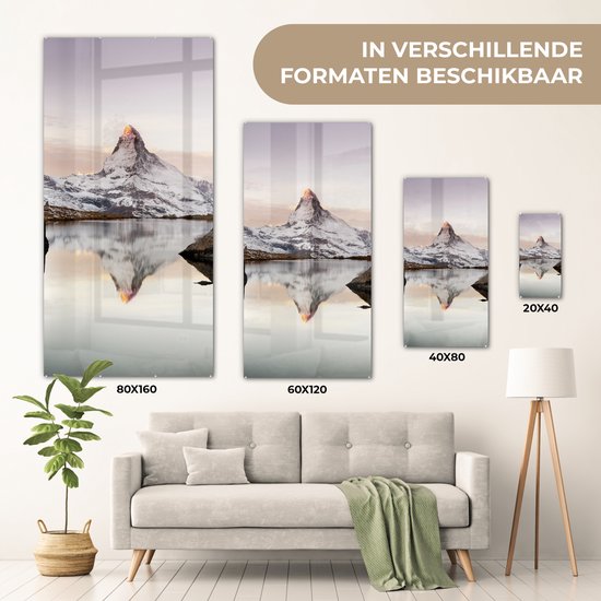Peinture sur verre - Vue du Stellisee sur le Cervin en Suisse - 20x40 cm - Peintures sur Verre Peintures - Photo sur Glas