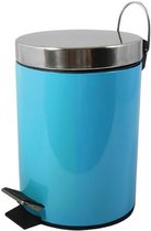 MSV Prullenbak/ poubelle à pédale - métal - bleu turquoise - 5 litres - 20 x 28 cm - Salle de bain / WC