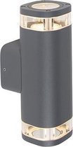 QAZQA Fox - Moderne Wandlamp voor buiten - 2 lichts - D 113 mm - Antraciet - Buitenverlichting