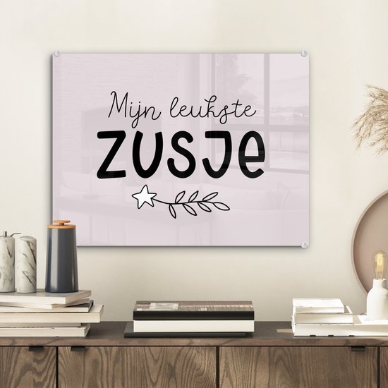 MuchoWow® Peinture sur verre 40x30 cm - Peinture sur verre acrylique - Citations - Dictons - Ma plus belle sœur - Sœur - Photo sur verre - Peintures