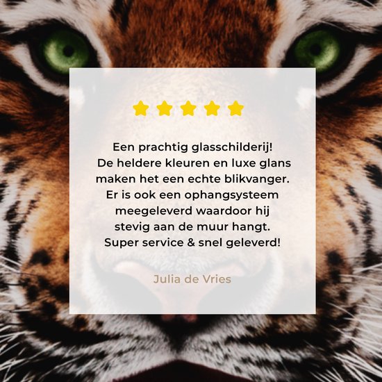 Peinture sur Verre - Tigre - Feuilles - Animaux - 50x50 cm - Peintures sur Verre Peintures - Photo sur Glas