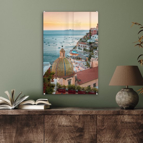 Peinture sur Verre - Italie - Mer - Maisons - 40x60 cm - Peintures sur Verre Peintures - Photo sur Glas