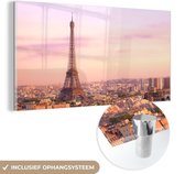 Tableau sur Verre - Vue de Paris avec la Tour Eiffel qui dépasse - 40x20 cm - Peintures sur Verre Peintures - Photo sur Glas