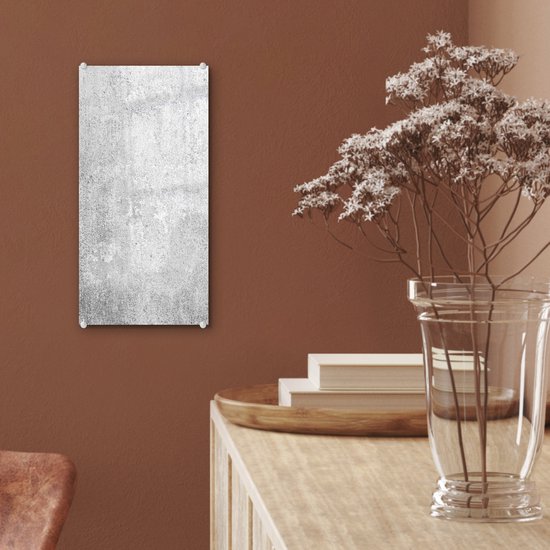 MuchoWow® Glasschilderij 20x40 cm - Schilderij acrylglas - Beton - Grijs - Muur - Foto op glas - Schilderijen