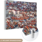 MuchoWow® Glasschilderij 90x60 cm - Schilderij acrylglas - De prachtige rode daken van de stad Lyon in Frankrijk - Foto op glas - Schilderijen