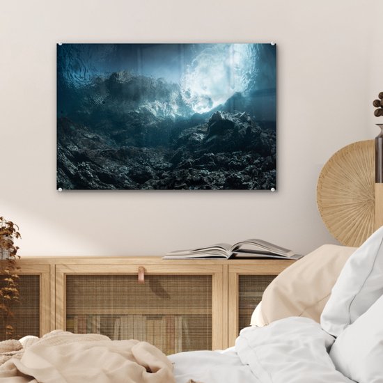 Glas à eau Dark Rocks 60x40 cm - Tirage photo sur Glas (décoration murale en plexiglas)