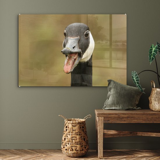 MuchoWow® Peinture sur verre 120x80 cm - Peinture sur verre acrylique - Tête d'oiseau de grande bernache du Canada - Photo sur verre - Peintures