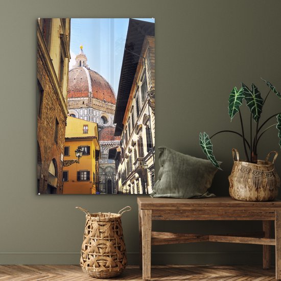 MuchoWow® Peinture sur Verre - Florence - Rue - Dôme - 80x120 cm - Peintures sur Verre Peintures - Photo sur Glas