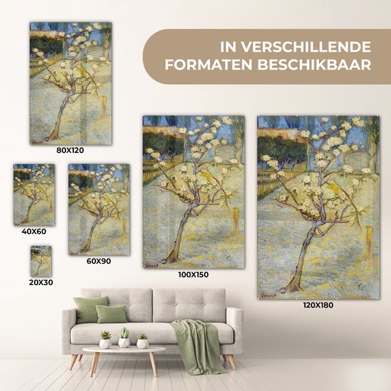 MuchoWow® Peinture sur verre 80x120 cm - Peinture sur verre acrylique - Poirier en fleur - Vincent van Gogh - Photo sur verre - Peintures