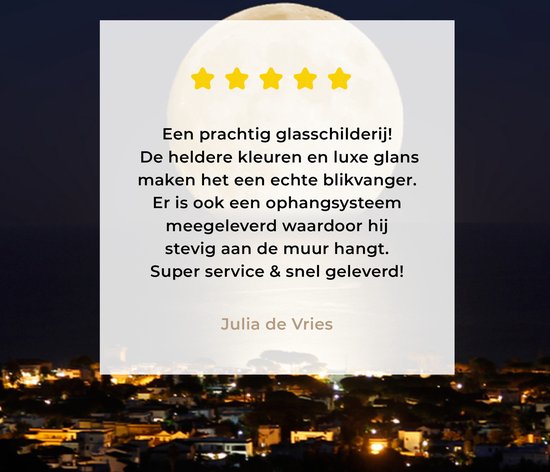 MuchoWow® Peinture sur verre - Lune - Mer - Ville - 120x80 cm - Peintures acrylique - Photo sur Glas