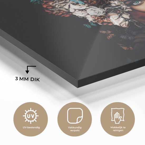 Peinture sur Verre - Fleurs - Papillon - Femmes - Foulard - 40x30 cm - Peintures sur Verre Peintures - Photo sur Glas