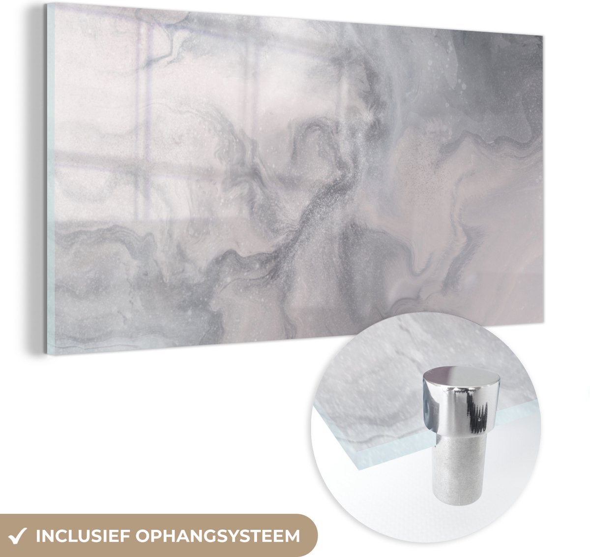 MuchoWow® Glasschilderij 40x20 cm - Schilderij acrylglas - Wolken - Abstract - Verf - Foto