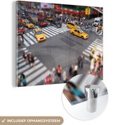 MuchoWow® Glasschilderij 40x30 cm - Schilderij acrylglas - New York - Amerika - Taxi - Foto op glas - Schilderijen