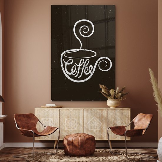 MuchoWow® Peinture sur verre 120x180 cm - Peinture sur verre acrylique - Dictons - Tableau noir - Citations - Coffee - Photo sur verre - Peintures