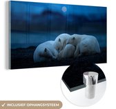 MuchoWow® Glasschilderij 160x80 cm - Schilderij acrylglas - IJsberen - Dieren - Slaap - Foto op glas - Schilderijen