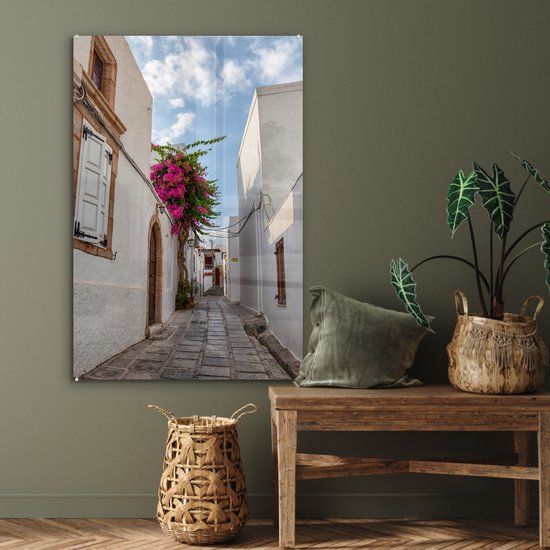 Architecture Witte dans une rue étroite de la vieille ville de Rhodes Plexiglas 80x120 cm - Tirage photo sur Glas (décoration murale en plexiglas)