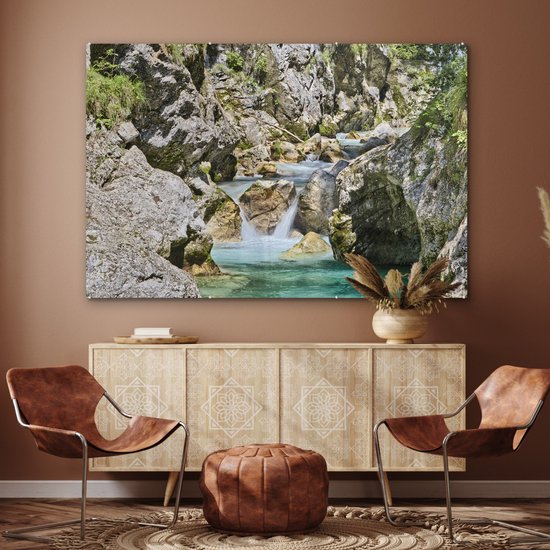 Peinture sur Verre - Rivière Soca et Rochers Calcaires dans le Parc National du Triglav en Slovénie - 150x100 cm - Peintures sur Verre Peintures - Photo sur Glas