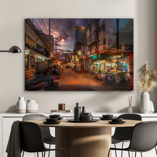 Peinture sur verre - Rue au crépuscule - 90x60 cm - Peintures sur Verre Peintures - Photo sur Glas
