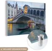 MuchoWow® Glasschilderij 60x40 cm - Schilderij acrylglas - Venetië - Brug - Italië - Foto op glas - Schilderijen
