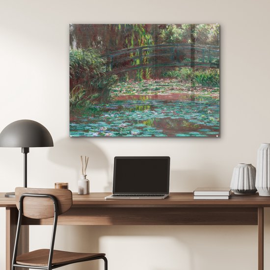 MuchoWow® Peinture sur verre 80x60 cm - Peinture sur verre acrylique - Étang aux Water - Peinture de Claude Monet - Photo sur verre - Peintures