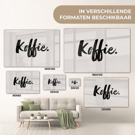 MuchoWow® Peinture sur verre 90x60 cm - Peinture acrylique sur verre - Café - Taupe - Citation - Photo sur verre - Peintures