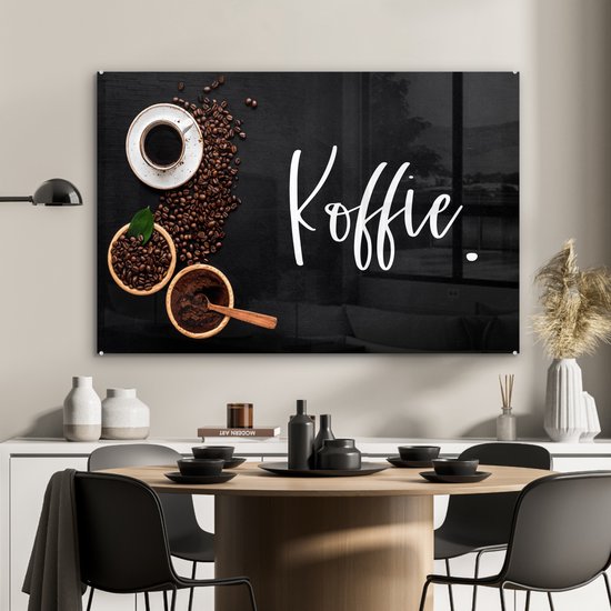 MuchoWow® Peinture sur verre 120x80 cm - Peinture sur verre acrylique - Dictons - Café - Citations - Photo sur verre - Peintures