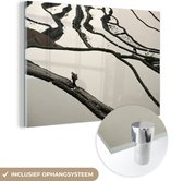 MuchoWow® Glasschilderij 150x100 cm - Schilderij acrylglas - Chinese rijstvelden zwart-wit fotoprint - Foto op glas - Schilderijen