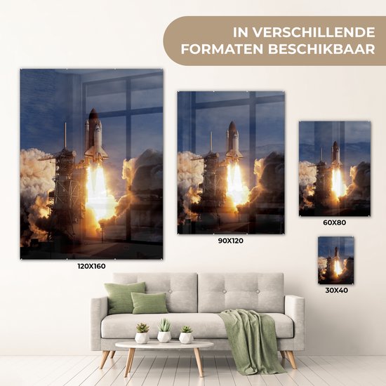 MuchoWow® Peinture sur verre 30x40 cm - Peinture sur verre acrylique - Lancement de la navette spatiale - Photo sur verre - Peintures