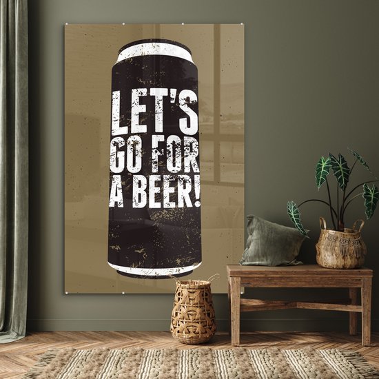 MuchoWow® Peinture sur verre - Bières - Canette - Vintage - Boisson - Citations - Dictons - 100x150 cm - Peintures sur verre acrylique - Photo sur Glas