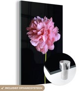 MuchoWow® Glasschilderij 20x30 cm - Schilderij acrylglas - Roze pioen in bloei - Foto op glas - Schilderijen
