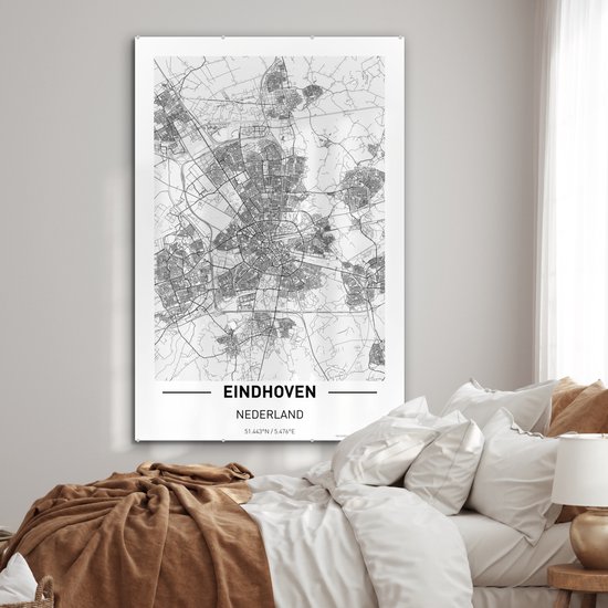 Peinture sur Verre - Plan de la Ville d'Eindhoven - 120x180 cm - Peintures sur Verre Peintures - Photo sur Glas