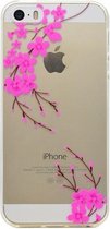 GadgetBay Bloesem tak sierlijk hoesje TPU case iPhone 5 5s SE 2016 - Doorzichtig Roze