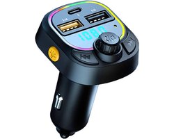 Bluetooth FM Transmitter zender voor in de Auto - Draadloos Muziek Streamen naar je autoradio - Handsfree Bellen - Opladen | Bluetooth 5.0 | USB-C & 2 USB-A Poorten | Compatibel met: iPhone & Android, Siri, google assistant of Bixby