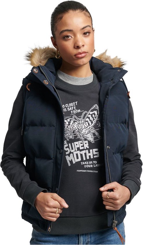 Superdry Vintage Everest Faux Fur Vest Blauw XL Vrouw