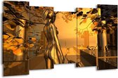 Peinture sur toile Abstrait | Or, jaune, marron | 150x80cm 5Liège