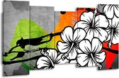 GroepArt - Canvas Schilderij - Art - Wit, Oranje, Grijs - 150x80cm 5Luik- Groot Collectie Schilderijen Op Canvas En Wanddecoraties