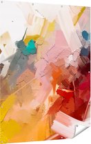 Gards Tuinposter Abstracte Kunst - Kleurrijke Olieverf - 120x160 cm - Tuindoek - Tuindecoratie - Wanddecoratie buiten - Tuinschilderij