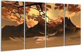 GroepArt - Glasschilderij - Natuur - Bruin, Wit, Geel - 160x80cm 4Luik - Foto Op Glas - Geen Acrylglas Schilderij - 6000+ Glasschilderijen Collectie - Wanddecoratie