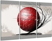Glasschilderij Art - Rood, Zwart, Grijs - 120x80cm 3Luik - Foto Op Glas - Geen Acrylglas Schilderij - GroepArt 6000+ Glas Art Collectie - Maatwerk Mogelijk