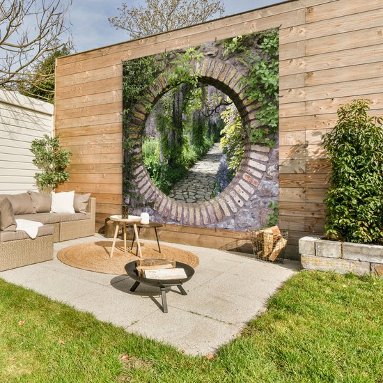 Affiche de jardin - Forêt - Vue - Pierres - Toile de clôture - Jardin -  200x200 cm -... | bol.com