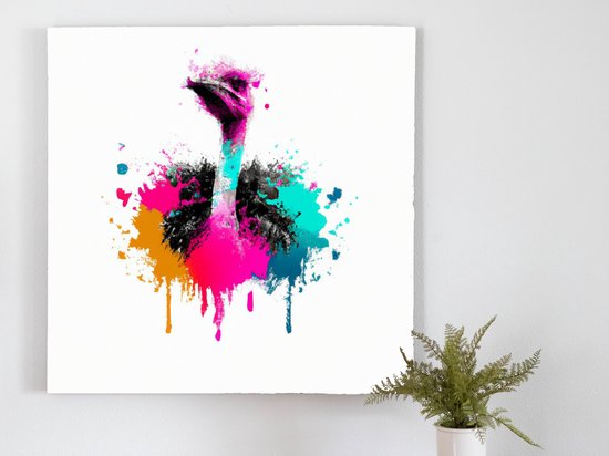 Exploding ostrich in color | Exploding Ostrich in Color | Kunst - 30x30 centimeter op Canvas | Foto op Canvas