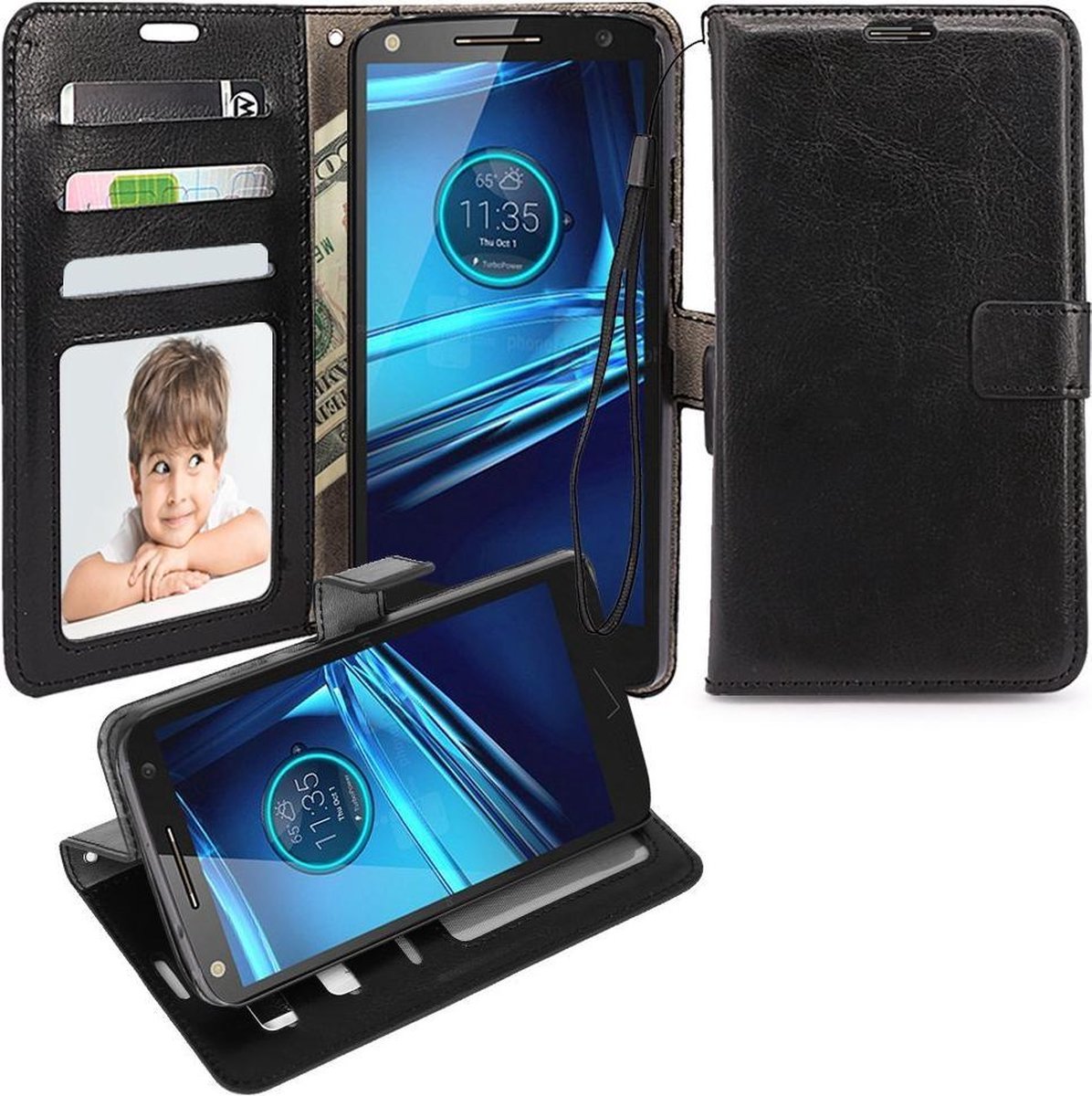Celltex wallet case hoesje Geschikt voor: Motorola Moto X Force zwart