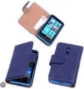 BestCases Navy Blue Luxe Echt Lederen Booktype Cover Nokia Lumia 620