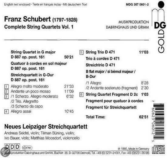 Schubert Complete String Quartets Vol 1 / Leipzig Quartet, F. Schubert